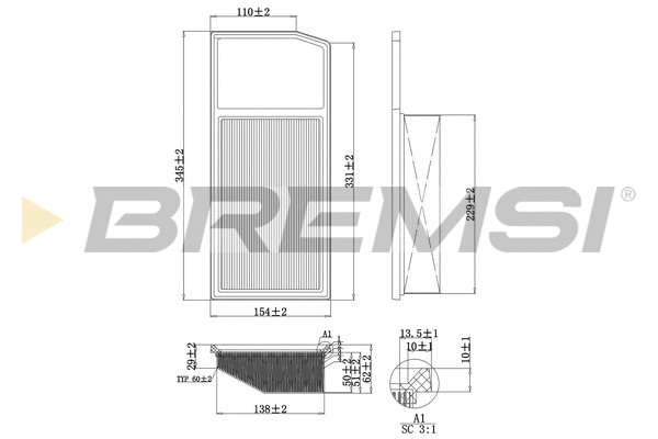 Filtre à air BREMSI FA0206