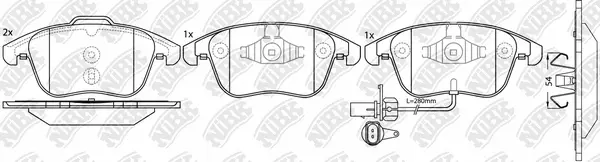Kit de plaquettes de frein, frein à disque NiBK PN0398W