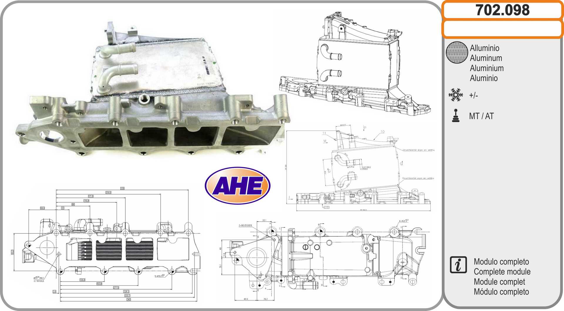Refroidisseur d'air de suralimentation AHE 702.098