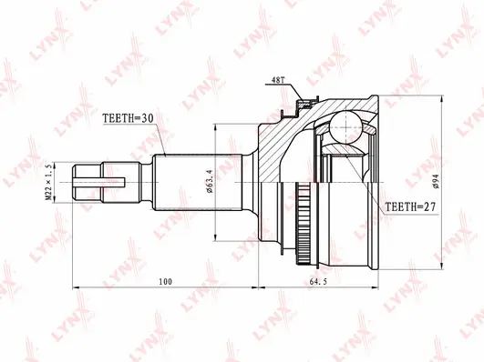 Jeu de joints, arbre de transmission LYNXAUTO CO-7586A