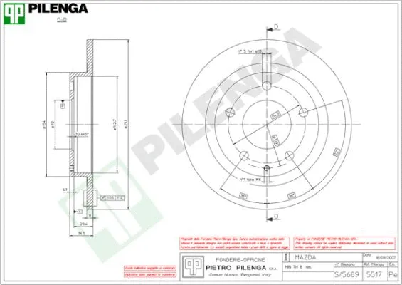 Disque de frein PILENGA 5517