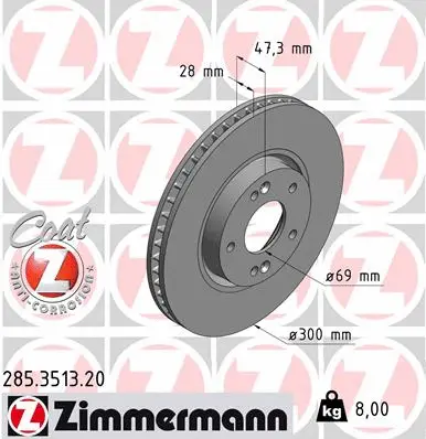 Disque de frein ZIMMERMANN 285.3513.20