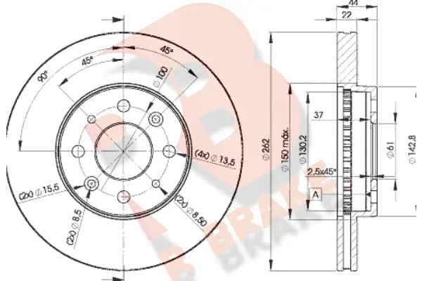 Disque de frein R BRAKE 78RBD22232