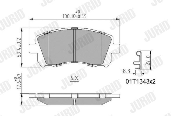 Kit de plaquettes de frein, frein à disque JURID 572423J