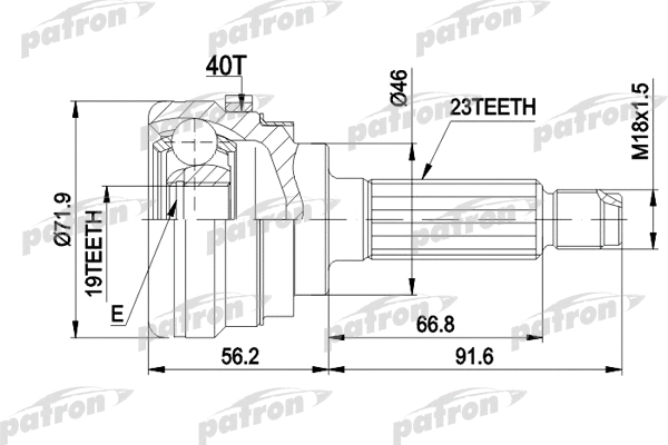 Jeu de joints, arbre de transmission PATRON PCV1280