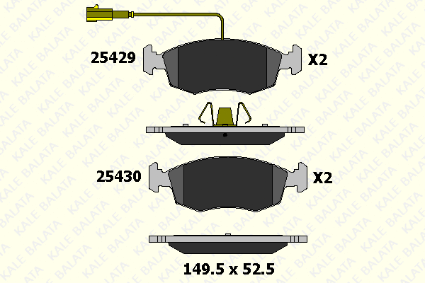 Kit de plaquettes de frein, frein à disque KALE 25429 172 05