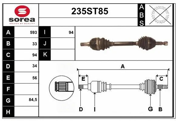 Arbre de transmission STARTCAR 235ST85