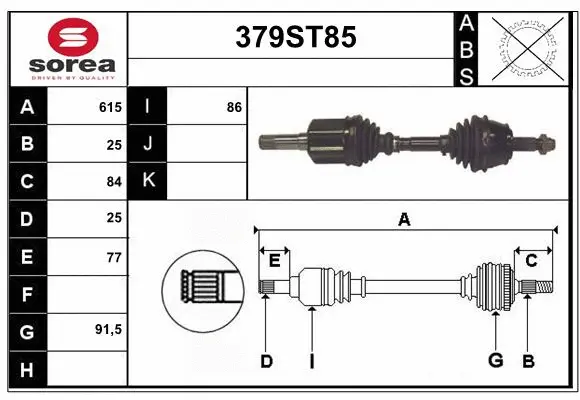 Arbre de transmission STARTCAR 379ST85