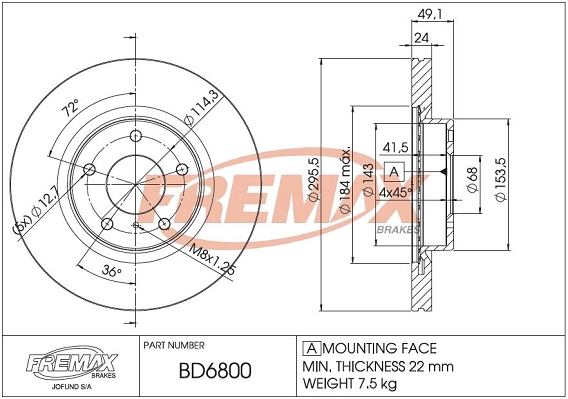 Disque de frein FREMAX BD-6800