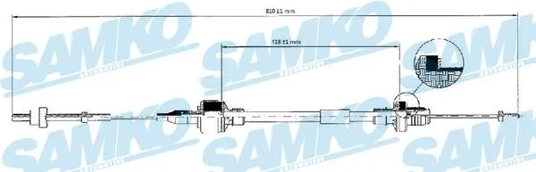 Tirette à câble, commande d'embrayage SAMKO C0128C