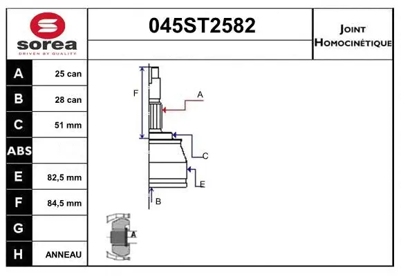 Jeu de joints, arbre de transmission STARTCAR 045ST2582
