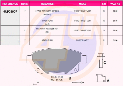 Kit de plaquettes de frein, frein à disque 4u 4UP03907