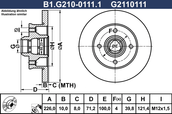 Disque de frein GALFER B1.G210-0111.1