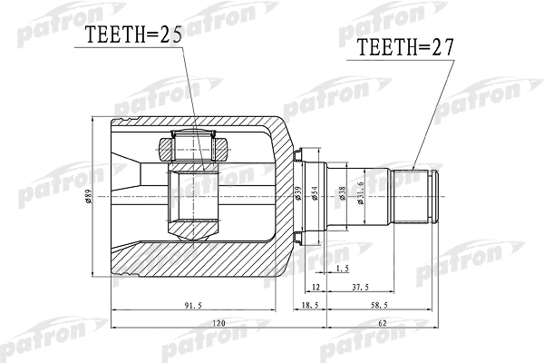 Jeu de joints, arbre de transmission PATRON PCV1379