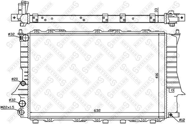 Radiateur, refroidissement du moteur STELLOX 10-25018-SX