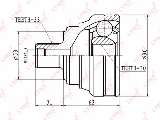 Jeu de joints, arbre de transmission LYNXAUTO CO-1226