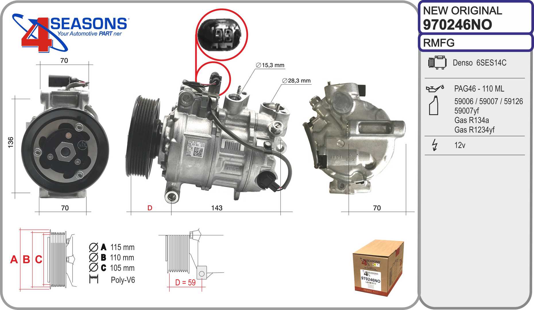 Compresseur, climatisation AHE 970246NO