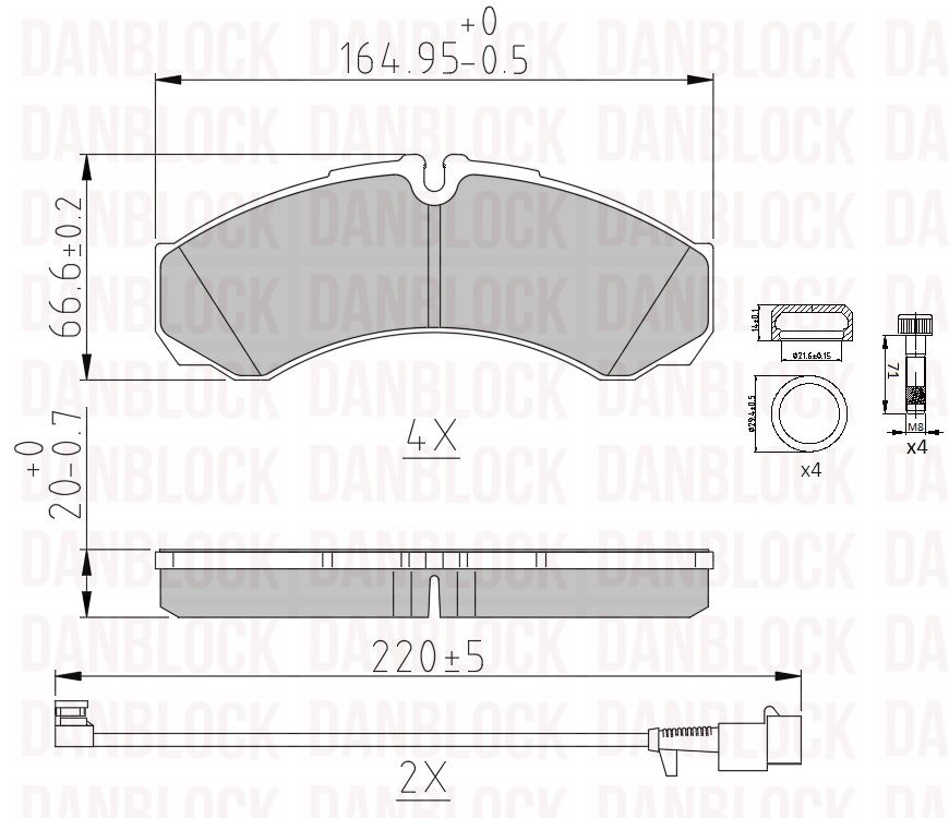 Kit de plaquettes de frein, frein à disque DANBLOCK DB 511293