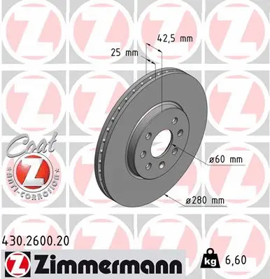 Disque de frein ZIMMERMANN 430.2600.20