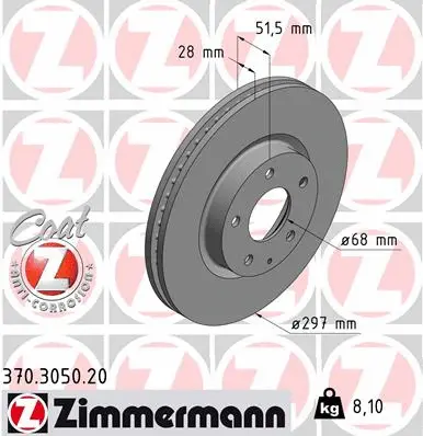 Disque de frein ZIMMERMANN 370.3050.20