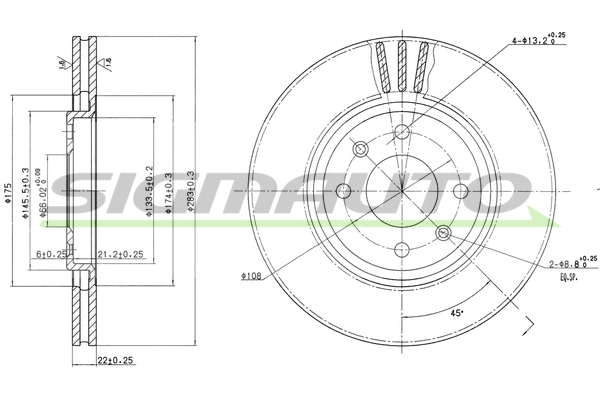 Disque de frein SIGMAUTO DBA489V