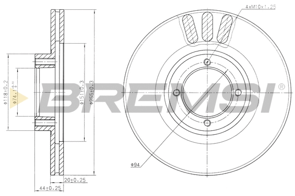 Disque de frein BREMSI CD6610V