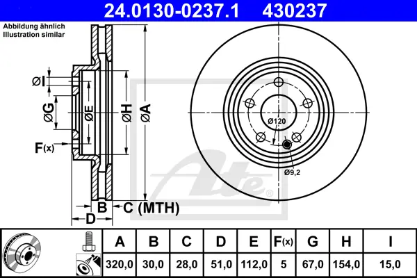 Disque de frein ATE-APAC 24.0130-0237.1