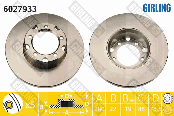Disque de frein GIRLING 6027933