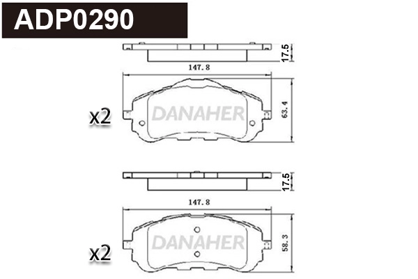 Kit de plaquettes de frein, frein à disque DANAHER ADP0290