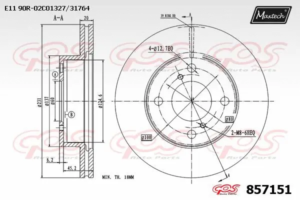 Disque de frein MAXTECH 857151