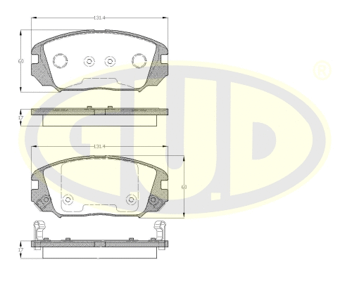 Kit de plaquettes de frein, frein à disque G.U.D. GBP120412