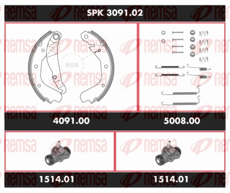 Kit de freins, freins à tambours REMSA SPK 3091.02