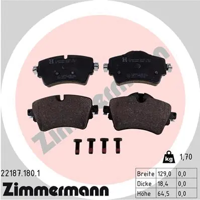 Kit de plaquettes de frein, frein à disque ZIMMERMANN 22187.180.1