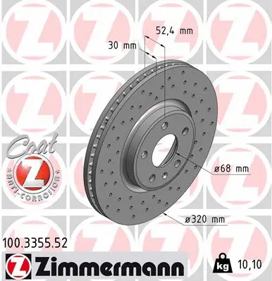 Disque de frein ZIMMERMANN 100.3355.52