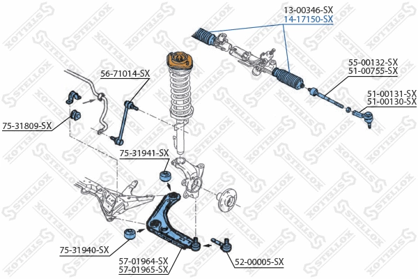 Joint-soufflet, direction STELLOX 14-17150-SX