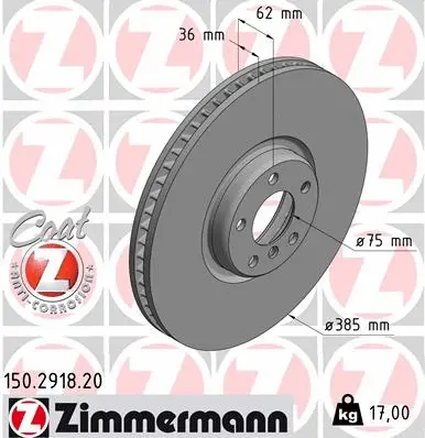 Disque de frein ZIMMERMANN 150.2918.20