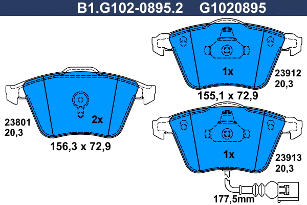 Kit de plaquettes de frein, frein à disque GALFER B1.G102-0895.2