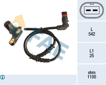 Capteur, vitesse de roue FAE 78190