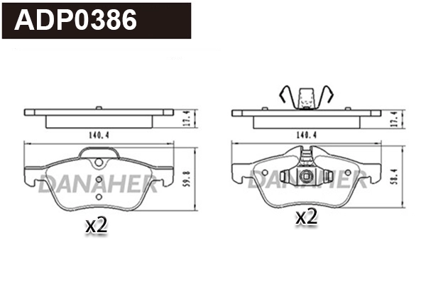 Kit de plaquettes de frein, frein à disque DANAHER ADP0386