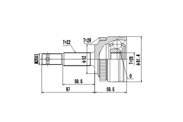 Jeu de joints, arbre de transmission DYNAMATRIX DCV844020