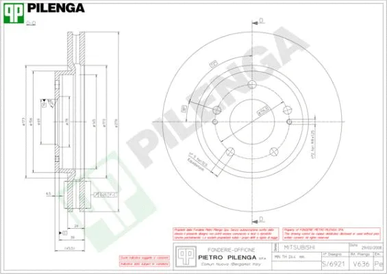 Disque de frein PILENGA V636
