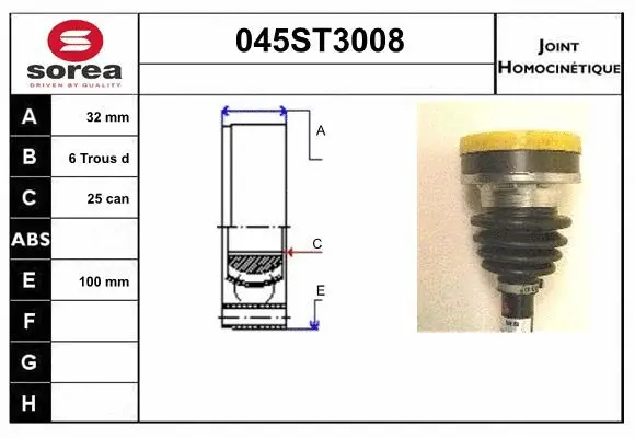 Jeu de joints, arbre de transmission STARTCAR 045ST3008