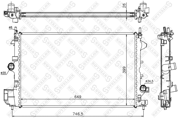 Radiateur, refroidissement du moteur STELLOX 10-25769-SX