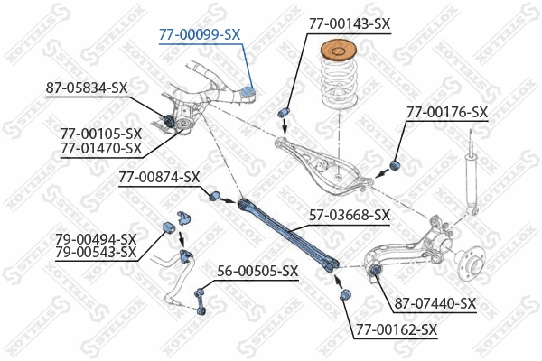 Suspension, bras de liaison STELLOX 77-00099-SX