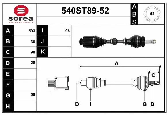 Arbre de transmission STARTCAR 540ST89-52