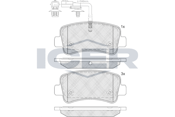 Kit de plaquettes de frein, frein à disque ICER LM2001