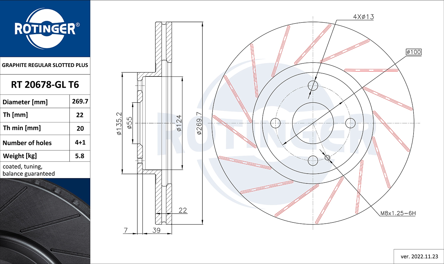 Disque de frein ROTINGER RT 20678-GL T6