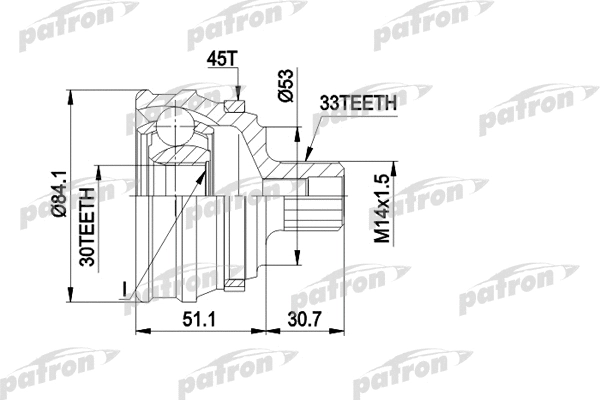 Jeu de joints, arbre de transmission PATRON PCV1122