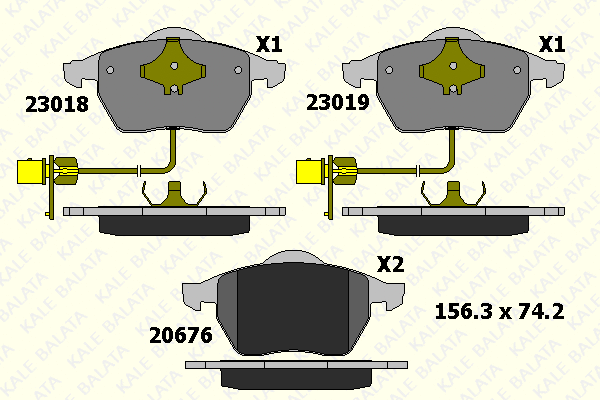 Kit de plaquettes de frein, frein à disque KALE 23018 204 05