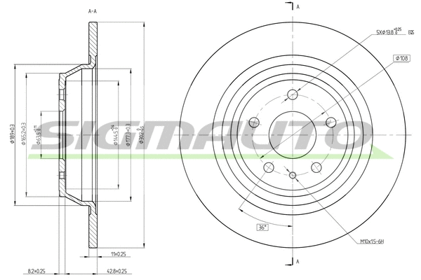Disque de frein SIGMAUTO DBC338S